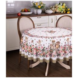 СКАТЕРТЬ КРУГЛАЯ ВИНТАЖ. СОВУШКИ D185СМ ,БЕЖ, 100