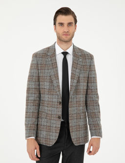 F_me Slim Fit Y_n Kar___ml_ Ekose Ceket