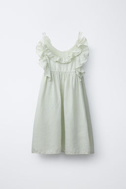 VESTIDO VOLANTES 100% RAMIO / Verde pastel - Zara фото 3