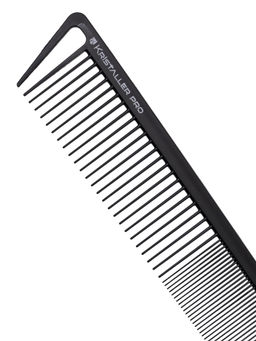 Kristaller Профессиональный гребень для волос комбинированный 06940, карбон, черный, 22 см  фото 3