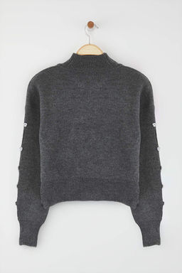 Antrasit Yumusak Dokulu Dugme Detayl? Triko Kazak TWOAW24KZ00384