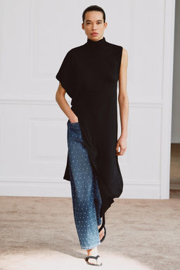 JEANS ZW COLLECTION TAPERED TIRO MEDIO LUNARES / azul - Zara фото 5