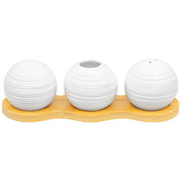 Вазочка под зубочистки + набор для специй 2 пр. 20*6,5*6 см 75 мл "Шелк" на дер. подст.