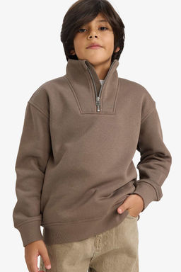Yar_m Fermuarl_ __i Yumu_ak T_yl_ Sweatshirt Erkek _ocuk