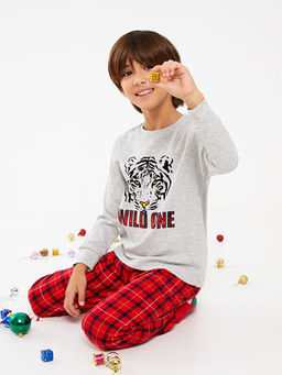 Bisiklet Yaka Bask?l? Uzun Kollu Erkek ?ocuk Pijama Tak?m? - Waikiki фото 3