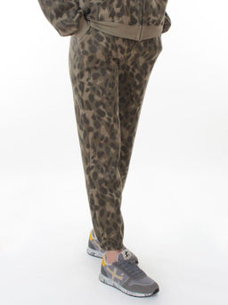 869-3 GREEN/LEOPARD Костюм спортивный зимний женский (95% хлопок, 5% полиэстер)