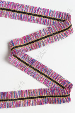 Тесьма отделочная 3 см*5 ярд Бахрома с люрексом (SF-2461) фукси/голубой - Больше подарков фото 2