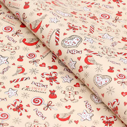 Цена за 2 шт. Бумага упаковочная новогодняя глянцевая «Рождественская конфета», 70×100 см, 1 лист