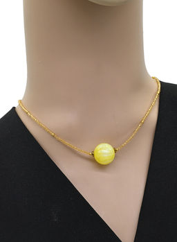 Чокер из бисера рондель 2,5мм с шаром 16мм, цвет желтый, 39см