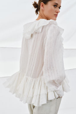 CAMISA VOLANTES ZW COLLECTION / Blanco - Zara фото 3