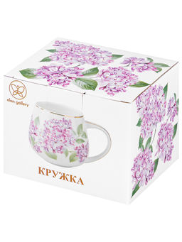 Кружка 400 мл 13*10*8,5 см "Сирень" бочонок, фарфор NEW BONE CHINA