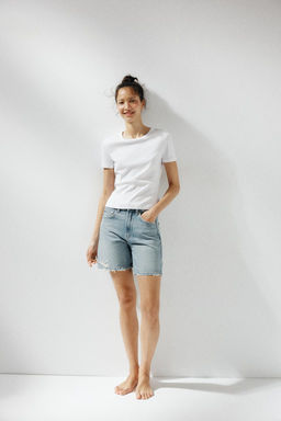 TRF MID-WAIST DENIM BERMUDA SHORTS - Zara фото 7