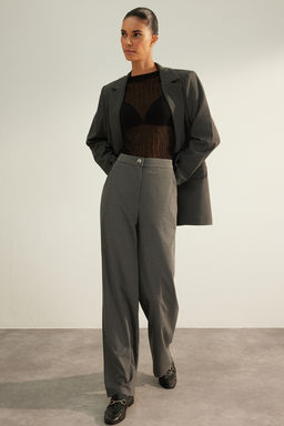 TRENDYOLMILLA Antrasit Premium Kalite Wide Leg/Genis Paca Dokuma Kumas Pantolon TWOAW24PL00227 фото 3