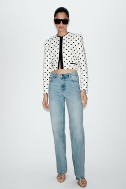 BLAZER CORTA LUNARES / Crudo / Negro