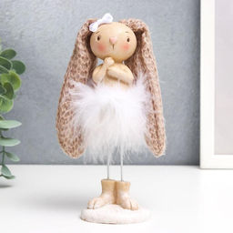 Фигурка полистоун Заюшка с бантиком в пуховой юбочке, 27?5?5.8 см