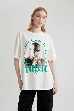 Футболка оверсайз с круглым вырезом и короткими рукавами Cool Tupac Shakur