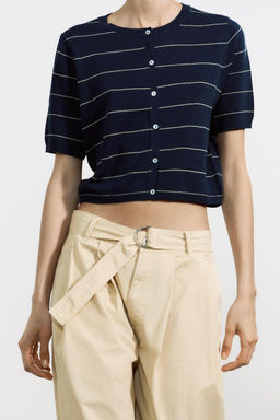 STRIPED KNIT CROPPED JACKET - Zara фото 3