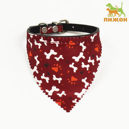 Ошейник с косынкой Яркая жизнь, 32 х 1 см, бордовый