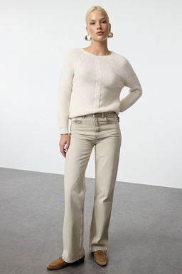 Zumrut Yesili Yumusak Dokulu Sac Orgulu Dikissiz Triko Kazak TWOAW25KZ00047 - Trendyolmilla фото 6