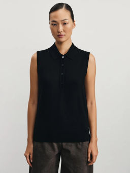 Трикотажный топ с воротником поло / Zarina фото 3