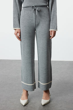 Antrasit Genis Kal?p Tuylu Iplik Triko Alt-Ust Tak?m TWOAW24AU00099