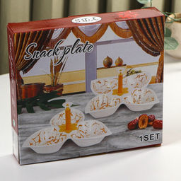 Менажница Марбл, 160 мл, 3 ячейки, 25.3?23?4.5 см, керамика, белая