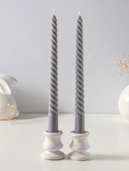 Цена за 2 шт. Свеча витая 25 см (набор 2 шт) 57 гр, 5 ч, цв. серый