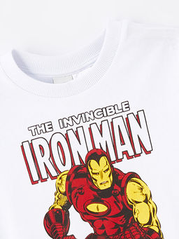 Bisiklet Yaka Iron Man Bask?l? Erkek ?ocuk Ti??rt - Waikiki фото 2