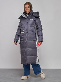 Пальто утепленное молодежное зимнее женское темно-фиолетового цвета 5873TF - Mtforce фото 2