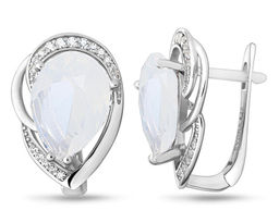 Серьги, лунный камень выращ., МЦВ006