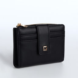 Кошелёк женский на кнопке, 12.5×2×9 см, однотонный, чёрный