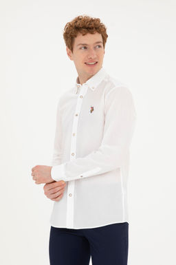 Мужская белая базовая рубашка с длинным рукавом - U.s. polo assn фото 3