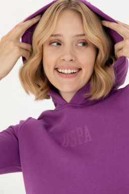 Женская фиолетовая базовая толстовка с капюшоном Неожиданная скидка в корзине - U.s. polo assn фото 2