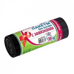 PRAKTISCH пакеты д/мусора с Завязками 35л*15шт в Рулоне (красные)