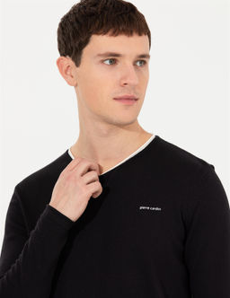 Lacivert Slim Fit Bisiklet Yaka Triko Kazak
