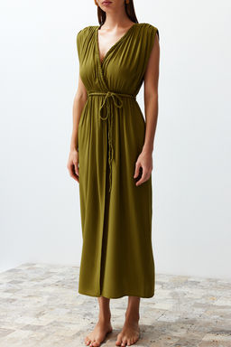 TRENDYOLMILLA Yesil Maxi Dokuma Y?rtmacl? Plaj Elbisesi TBESS23EL00069 фото 5