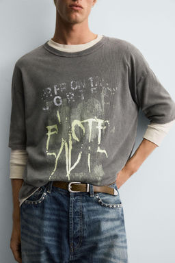 WASHED PRINT KNIT T-SHIRT - Zara фото 5