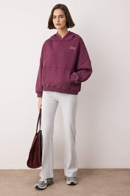 Murdum Dikis Detayl? Kapusonlu Y?kamal?/Eskitme Efektli Ici Polarl? Orme Sweatshirt TWOAW26SW00081 - Trendyolmilla фото 2