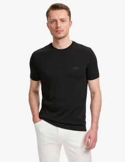 Siyah Slim Fit Bisiklet Yaka Triko Ti__rt