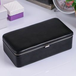 Шкатулка кожзам для украшений Мини чёрная 5,6х18,2х10,2 см