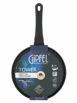 1597 GIPFEL Сковорода блинная TOWER 24х1.2 см с трехслойным антипригарным покрытием Pfluon и индукционным дном. Материал: литой алюминий. Ручки: бакелит с покрытием soft-touch. Толщина: 3.8мм.