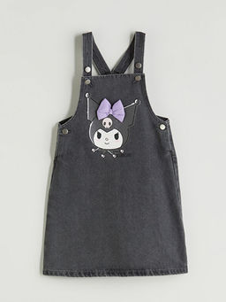 Kare Yaka Kuromi Bask?l? K?z ?ocuk Jean Elbise