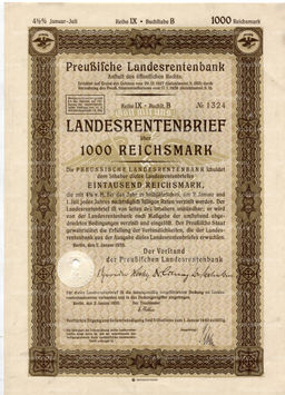 Облигация 4,5% 1000 рейхсмарок 1935 года Германия