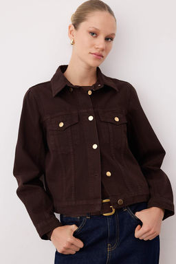 Kahverengi C?kar?labilir Pelerinli Denim Panco Ceket TWOAW26CE00001 - Trendyolmilla фото 3