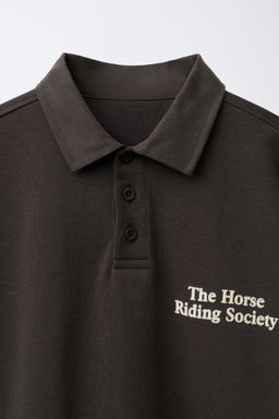 VELVET TEXT POLO SHIRT - Zara фото 3