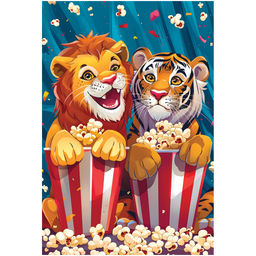 Puzzle ТРИ СОВЫ 104 элемента "Лев и тигр с попкорном" (ПК104_64402)