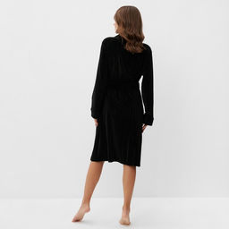 Халат домашний женский KAFTAN «Бархат», размер 44, чёрный