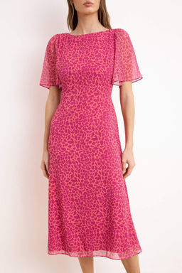 Fusya Animal Desenli A Kesim Melek Kol Astarl? Sifon Ucus Ucus Dokuma Midi Elbise TWOSS23EL01372 - Trendyolmilla фото 19