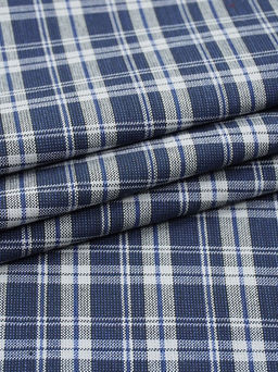 Пестрядь Двойная клетка цв.джинсово-синий/св.серый, ш.1.5м, хлопок-100%, 130гр/м.кв - Купава фото 4