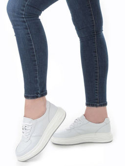 05-PDD181-1 WHITE Кроссовки женские (натуральная кожа)